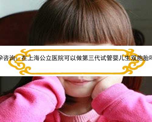 助孕咨询：在上海公立医院可以做第三代试管婴儿生双胞胎吗？